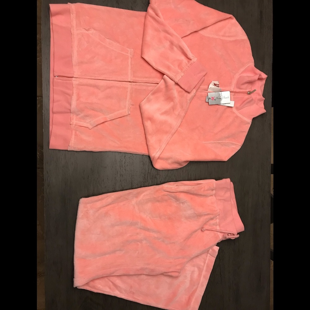 Pink/peach velour jogging suit